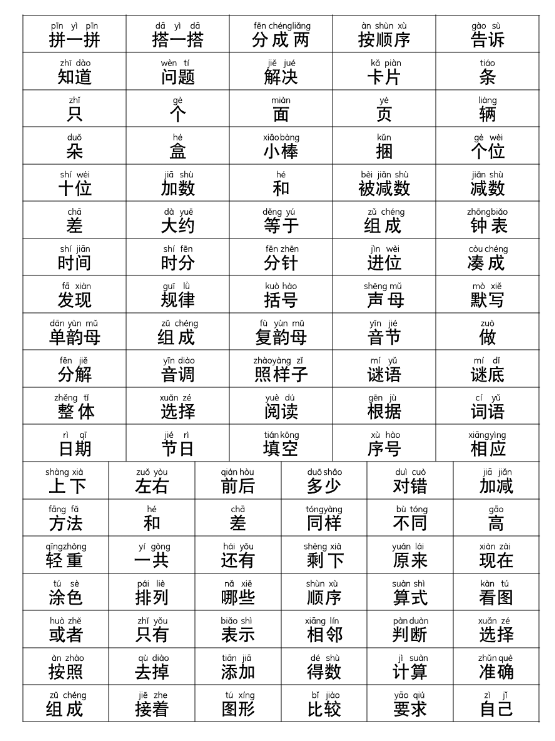 幼小衔接语文-常用字词认读