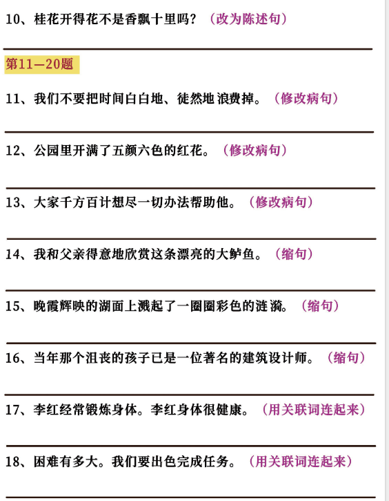 小学语文字词句练习