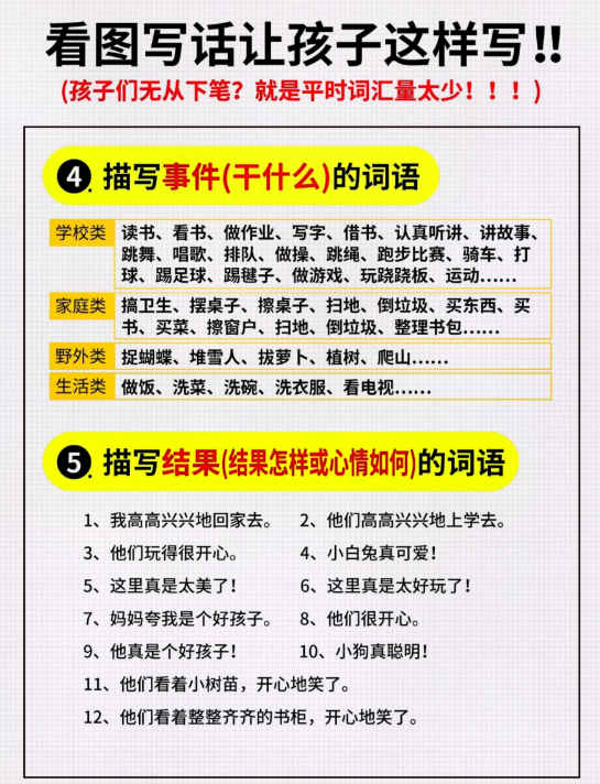 一年级下看图写话词汇量汇总