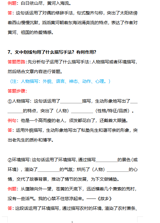 小升初阅读理解常考题型（精华版）