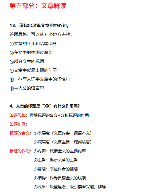 小升初阅读理解常考题型（精华版二）