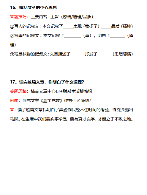 小升初阅读理解常考题型（精华版二）